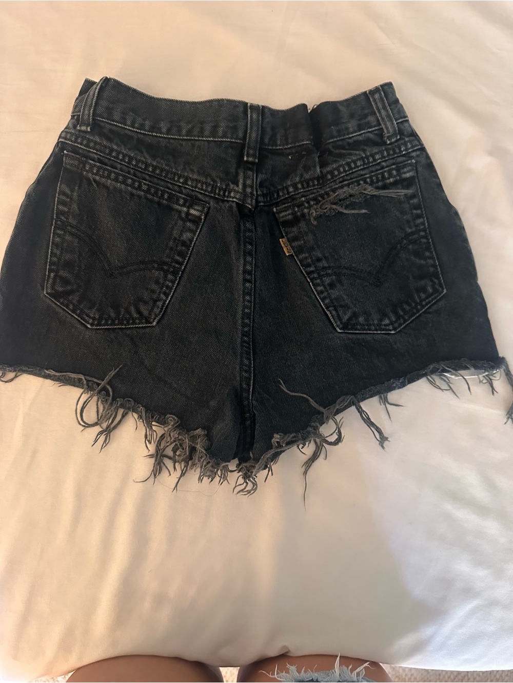 Levi's Black Frayed High-Rise Denim Shorts